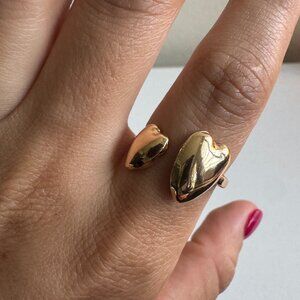 Gold-Tone Open Heart Ring – Adjustable Sculptural Design
